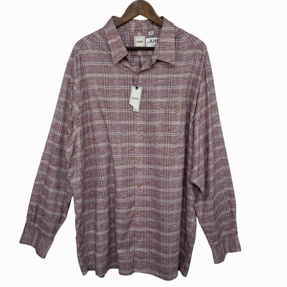 Rowm Dress Shirt Men Size 3XT Tall Pink‎ Striped Button Up Collared Long Sleeve - Picture 1 of 14